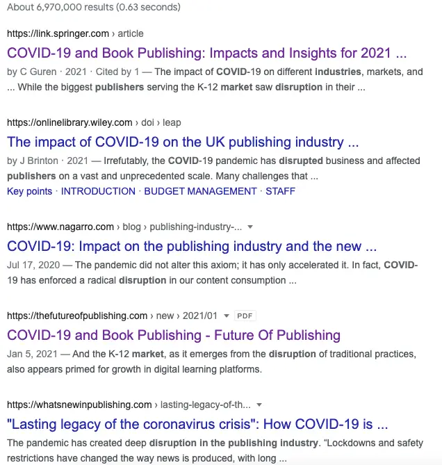 Publishing Industry Disruption